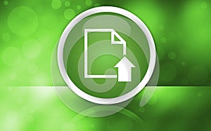 Upload document icon premium glossy button isolated on abstract shiny green background