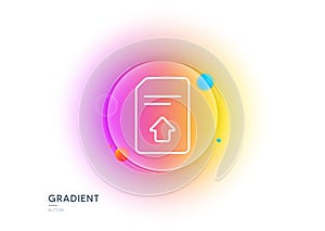 Upload Document line icon. File sign. Gradient blur button. Vector