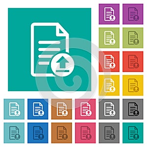 Upload document square flat multi colored icons