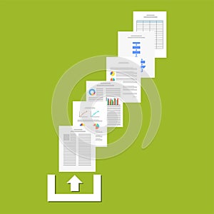 Upload documents or files to the internet. Upload process concept