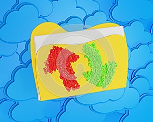 Upload and download arrows before yellow folder