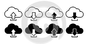 Upload Download Black Icon Bundle for Data Transfer and File Sharing