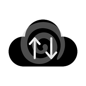 Upload download cloud glyph flat vector icon