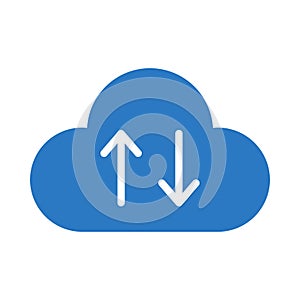 Upload download cloud glyphs color vector icon