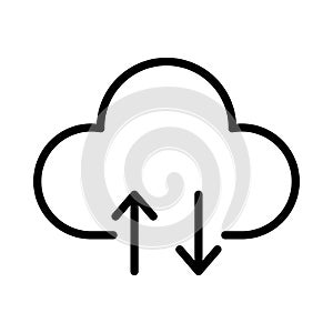 Upload download cloud thin line vector icon