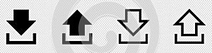 Upload and download icon line and silhouette solid style