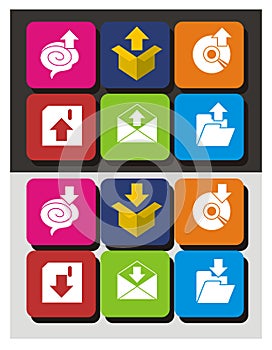 Upload and download icon set