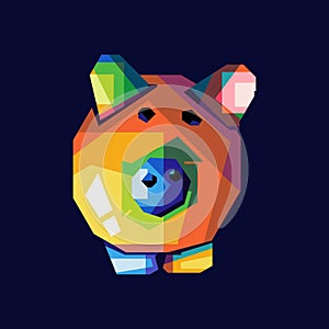 colorful pig piggy bank design illustration, wpap pop art