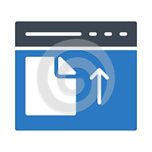 Upload file browser glyph color flat vector icon