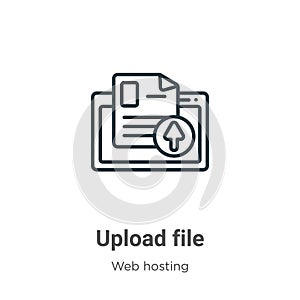 Upload file outline vector icon. Thin line black upload file icon, flat vector simple element illustration from editable web photo