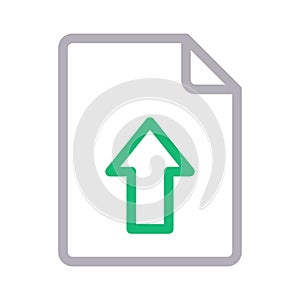Upload file thin color line vector icon