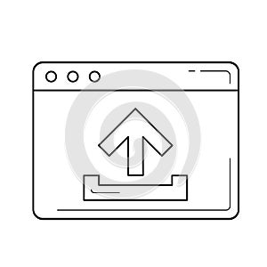 Upload file to browser line icon.