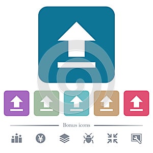 Upload flat icons on color rounded square backgrounds