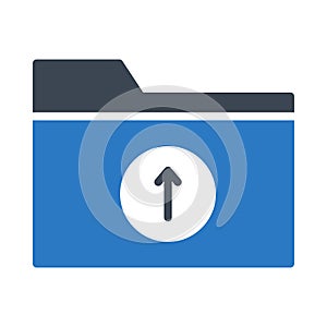 Upload folder glyphs color vector icon