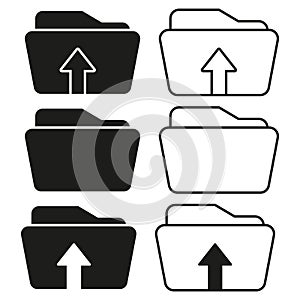 Upload folder icons set. Document storage and file upload symbols. Vector illustration. EPS 10.