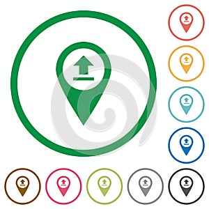 Upload GPS map location flat icons with outlines