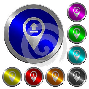 Upload GPS map location luminous coin-like round color buttons