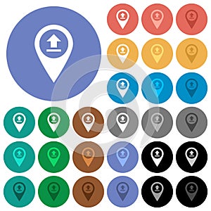 Upload GPS map location round flat multi colored icons