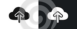 Upload icon linear graphics set vector in black