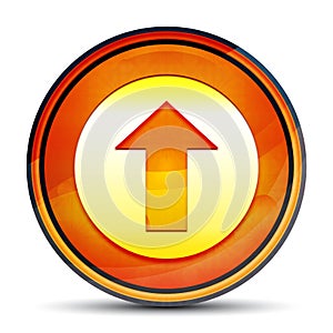 Upload icon shiny bright orange round button illustration