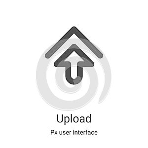 upload icon vector from px user interface collection. Thin line upload outline icon vector illustration. Linear symbol for use on