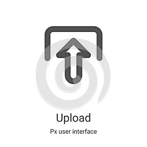 upload icon vector from px user interface collection. Thin line upload outline icon vector illustration. Linear symbol for use on