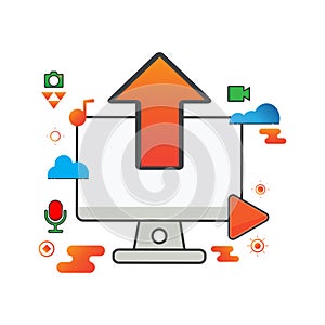 Upload illustration. computer illustration. Flat vector  illustration. can use for, icon design element,ui, web, mobile app