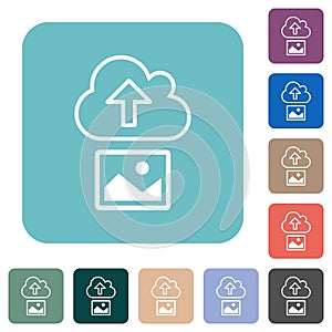 Upload image to cloud outline rounded square flat icons