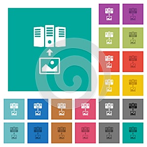 Upload image to server outline square flat multi colored icons