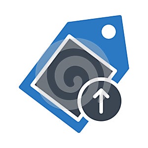 Upload label glyph color vector icon