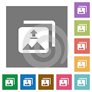 Upload multiple images square flat icons