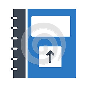 Upload notebook glyph color vector icon