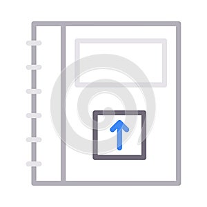 Upload notebook thin color line vector icon
