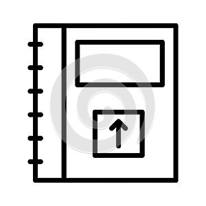 Upload notebook thin line vector icon