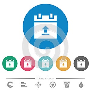Upload schedule data flat round icons