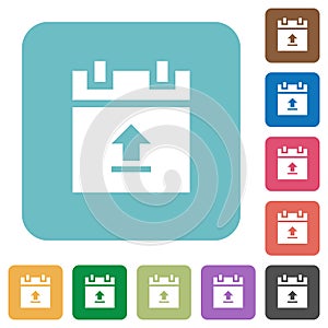 Upload schedule data rounded square flat icons