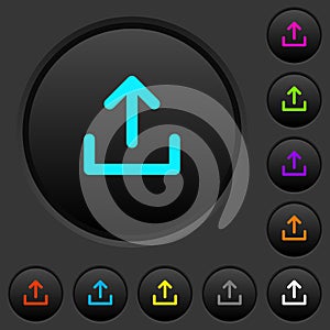 Upload symbol dark push buttons with color icons