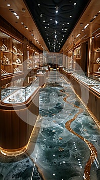 Upmarket Jewelry Store with Precious Gems in Elegant Disarray