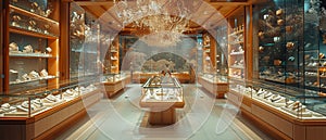 Upmarket Jewelry Store with Precious Gems in Elegant Disarray photo