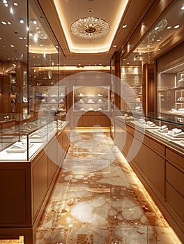 Upmarket Jewelry Store with Precious Gems in Elegant Disarray photo