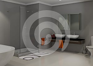 Upmarket modern bathroom grey