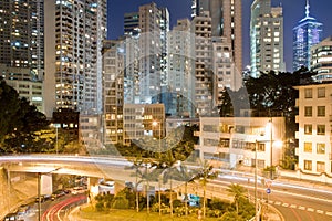 Upper Albert Road and skyline of residential apartment buildings at Chung Wan Central district, Hong Kong Island, Hong Kong