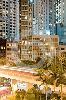 Upper Albert Road and skyline of residential apartment buildings at Chung Wan Central district, Hong Kong Island, Hong Kong