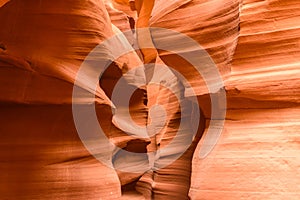 Upper Antelope Canyon. Natural rock formation in beautiful colors. Beautiful wide angle view of amazing sandstone formations. Near