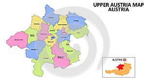 Upper Austria Map. District map of Upper Austria detailed map of Upper Austria in color with capital