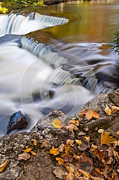 Upper Bond Falls and Autumn Leaves near Paulding Michigan