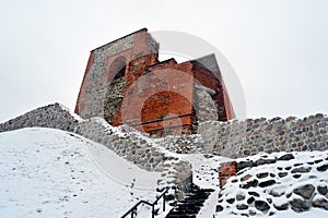 Upper castle keep on Gediminas Hill is a part of Vilnius Castle Complex