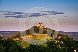 Upper church with two towers in Banska Stiavnica, Slovakia