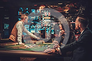 Upper class couple gambling in a casino