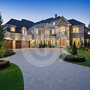 Upper class luxury big house exterior of expensive real estate